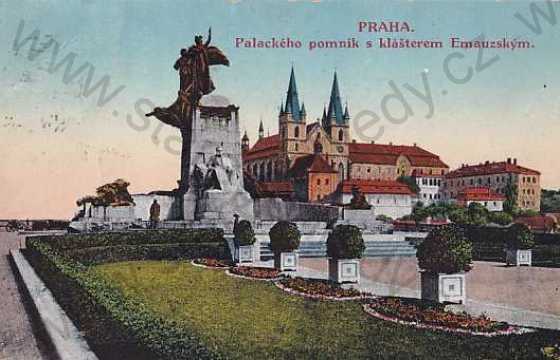  - Praha 2, Emauzy, Palackého pomník, kolorovaná