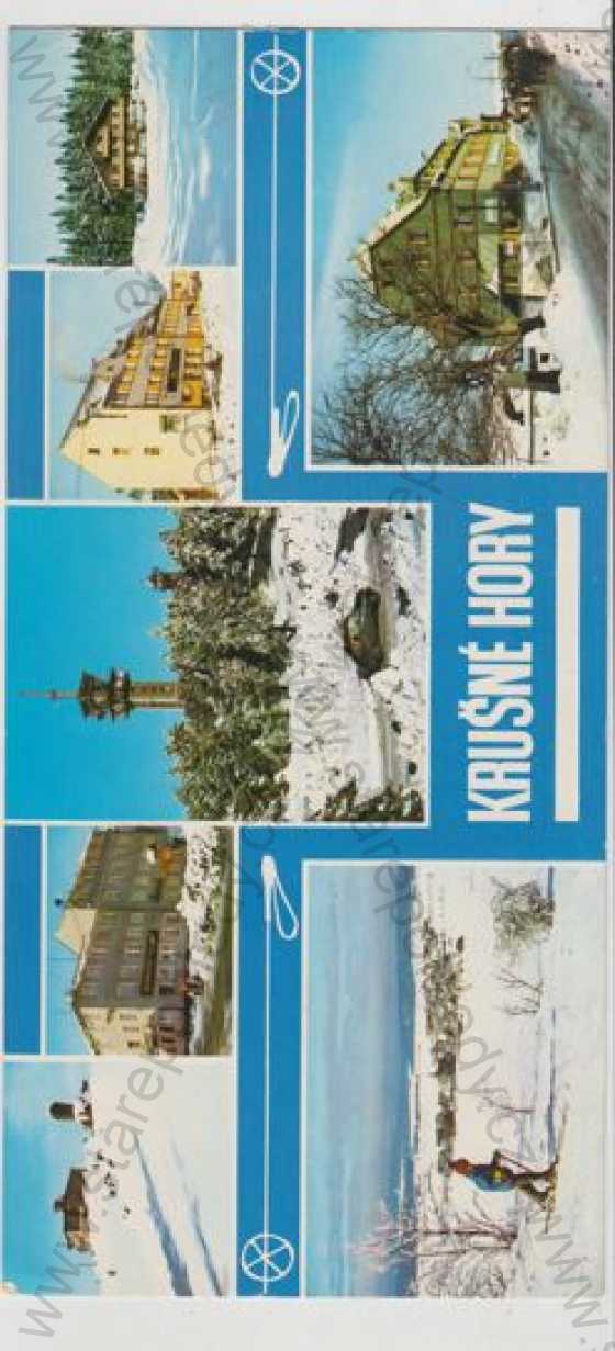  - Krušné hory (Karlovy Vary), více záběrů, chata, Plešivec, Uran, Klínovec, Perninský dvůr, Švýcarská chata, Zelený dům, automobil, sníh, zimní, lyže, běžky