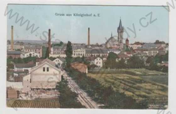  - Dvůr Králové nad Labem (Königinhof a. E.) - Trutnov, částečný záběr města, kolorovaná