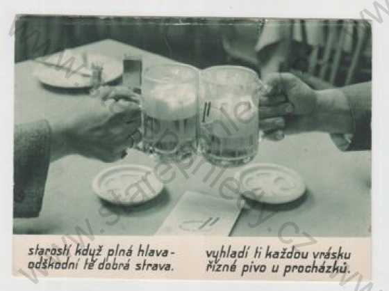  - Praha 7, Procházkův Plzeňský restaurant, pivo, půllitr, podtácek, reklama