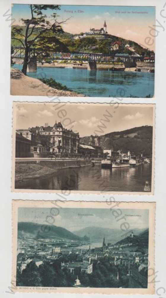  - 3x Ústí nad Labem (Aussig), řeka, Labe, most, Střekov