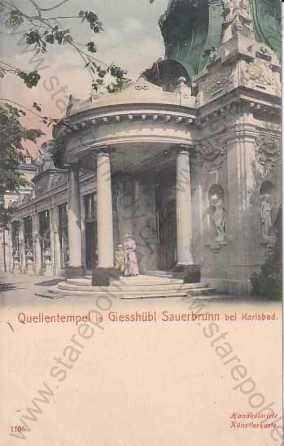  - Lázně Kyselka, Gießhübl-Sauerbrunn, Karlovy Vary, kolorovaná, Quellentempel, pramen, DA