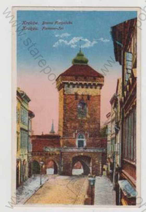  - Polsko, Krakóv (Krakau) (Woj. Malopolskie), brána, kolorovaná