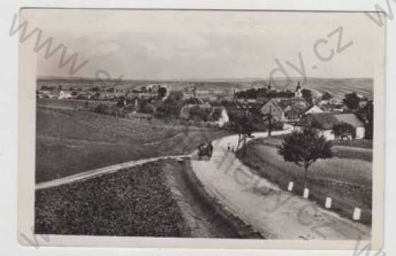  - Ivanovice na Hané (Vyškov), celkový pohled, kůň, povoz, Fototypia-Vyškov