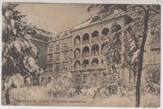  - Jeseník (Gräfenberg), sanatorium, sníh, zimní