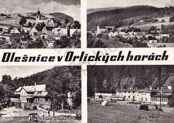 - Olešnice (Rychnov nad Kněžnou) více záběrů: celkový pohled, chata Čihalka, chata Pionýr