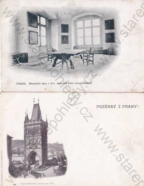  - Praha, Centrum, Mostecká věž, interiér, historické okno, 2 ks