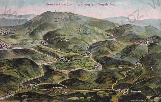  - Třístoličník, Prachatice, celkový pohled, mapa, okolí, barevná