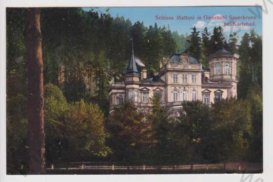  - Kyselka (Karlovy Vary)- zámek Mattoni, kolorovaná
