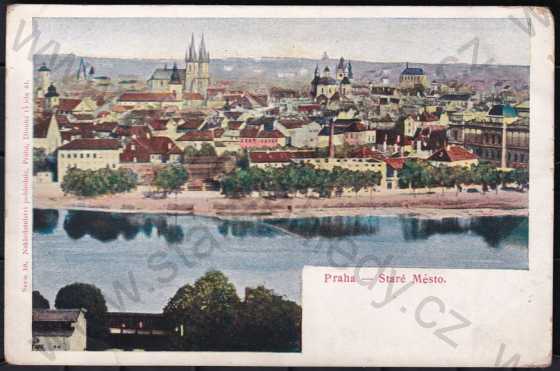  - Praha, Staré Město, barevná, částečný záběr městařeka, kostel, DA