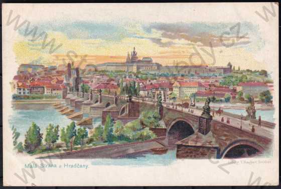  - Malá Strana, Hradčany, Karlův most (Praha 1), barevná, DA, řeka