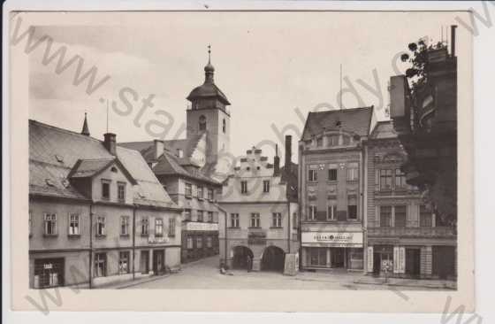  - Česká Kamenice - část náměstí, obchody, kostel