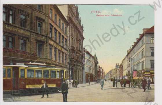  - Praha - Příkopy, TRAMVAJ, kolorovaná