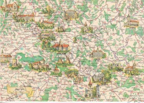  - Český Ráj Semily barevná mapa Máchův kraj rozkládací