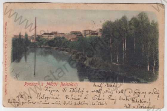  - Mladá Boleslav, řeka, částečný záběr města, DA