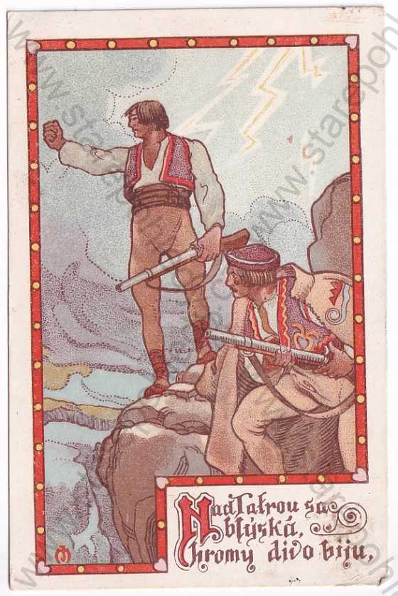  - Umělecké - Nad Tatrou sa blýská, hromy divo biju, litografie, kolorovaná