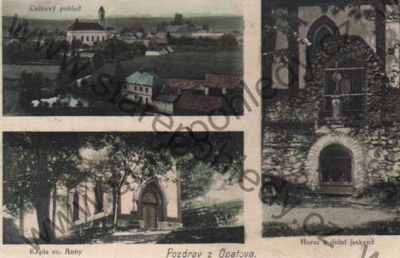  - Opatov, Abtsdorf, Celkový pohled, Kaple sv. Anny, Horní a dolní jeskyně