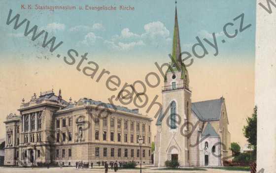  - Šumperk, Mähr. Schönberg, K.K. Staatsgymnasium und Evangelische Kirche