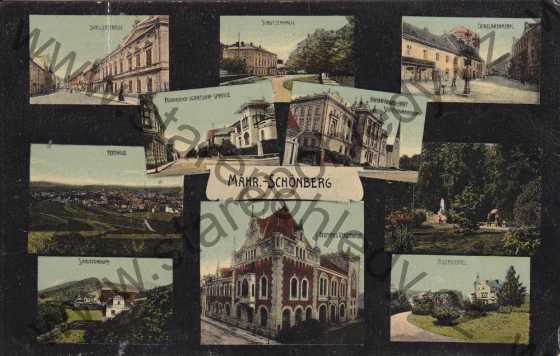  - Šumperk, Mähr. Schönberg, Schillerstrasse, Totale, Sanatorium, Schutzenhaus, Ferdinand - Schneider - Strasse, Deutsches Vereinshaus, Kaiser - Franz - Josef Staatsgymnasium, Eichelbrenkeprl, Villenvirtel