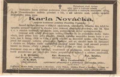  - Švábovka - smuteční oznámení K. Nováčka, obr. č. 306, nákl. Jos. Švába