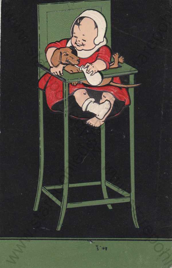  - Dítě se psem v židličce, DA, plastická karta