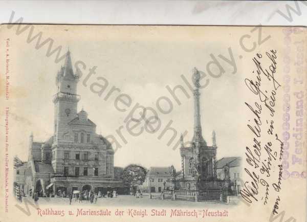  - Uničov - Radnice a královský mariánský sloup. Neustadt - Rathhaus u. Mariensäule der Königl. Stadt Mährisch - Neustadt, DA