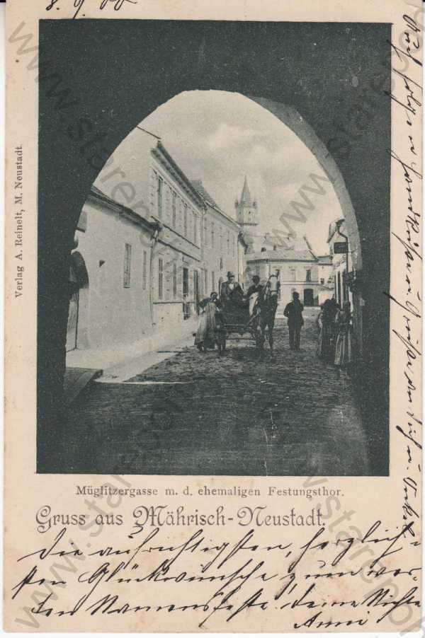  - Uničov Mährisch Neustadt, Müglitzergasse m. d. ehemaligen Festungsthor, , Mohelnická ulice, brána, DA