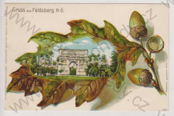  - Valtice (Feldsberg), brána, barevná, koláž, lehce plastická
