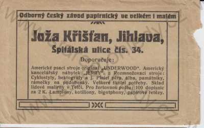 -  Jihlava - Odborná český závod papírnický ve velkém i malém, F. Kubín, Jihlava, obálka