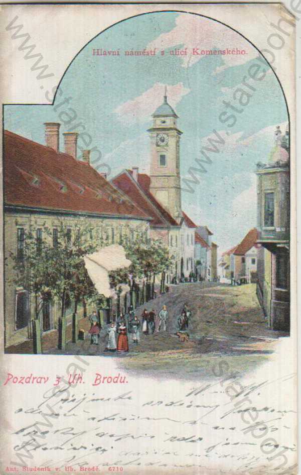  - Uherský Brod, Hlavní náměstí s ulicí Komenského, barevná, DA