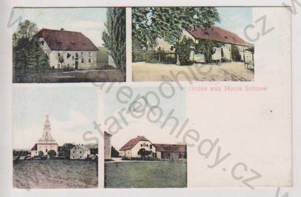  - Svatý Kámen (Maria Schnee) - Dolní Dvořiště, kostel, domy, více záběrů, kolorovaná, Krumlov