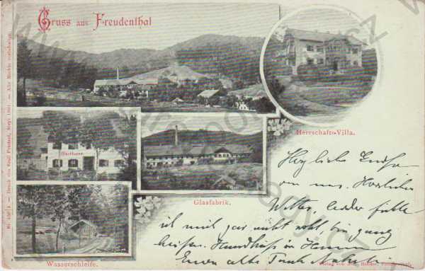  - Bruntál / Freudenthal, Herrschafts - Villa, Glasfabrik, Wasserschleife, Gasthaus, DA