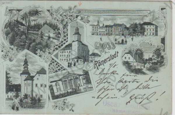  - Rýmařov (Römerstadt), náměstí, divadlo, zámek, radnice, více záběrů, DA