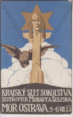  - Moravská Ostrava - Sokol, Krajský slet sokolstva severovýchodní Moravy a Slezska, 5. - 6. 7. 1913, kolorovaná