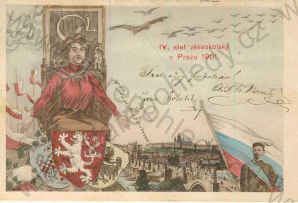  - Praha- Sokol- IV. slet všesokolský v Praze 1901, DA, kolorovaná