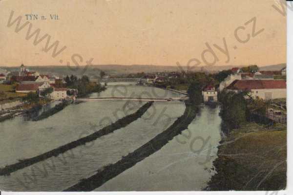  - Týn nad Vltavou, celkový pohled, Vltava, kolorovaná