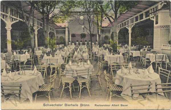  - Brno - Brünn -  pivnice Schwechater Bierhalle (restaurateur Albert Bauer), kolorovaná