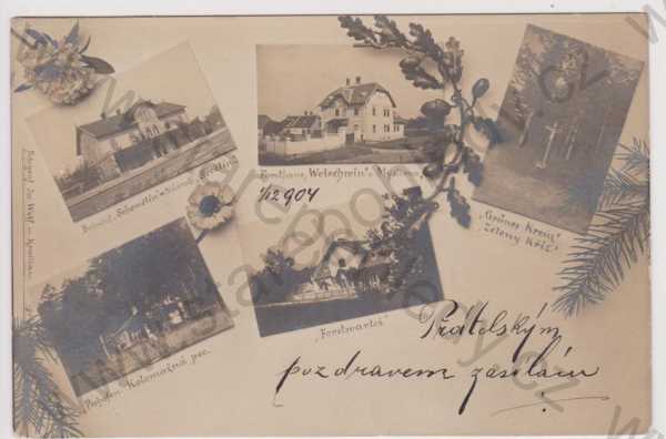  - Ševětín foto Wolf Krumlov- nádraží, myslivna, Zelený kříž, kolomažná pec, Forstwartei, koláž, DA, fotokoláž