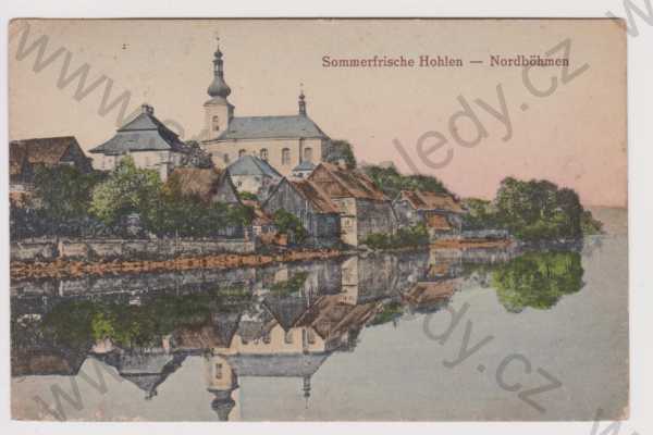  - Holany (Sommerfrische Hohlen) - kostel a okolí, kolorovaná