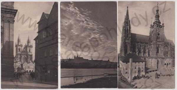  - Praha - Hradčany, Chrám sv. Víta, Týnský chrám, foto Sudek, 3 ks