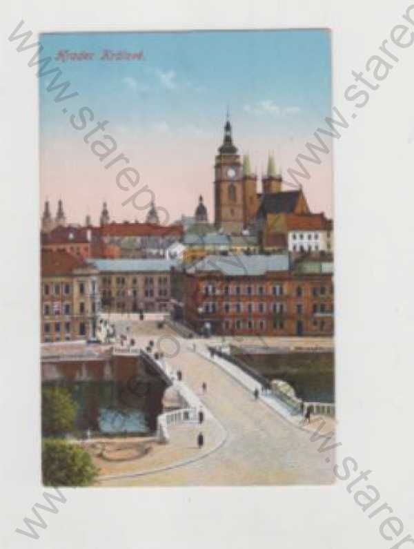  - Hradec Králové, most, řeka, věž, kolorovaná
