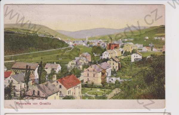  - Kraslice (Graslitz) - panorama / celkový pohled, kolorovaná