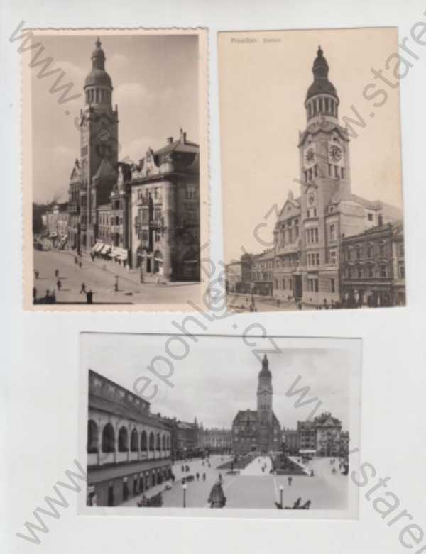  - 6x Prostějov (Prossnitz), radnice, náměstí, bicykl, hodiny, věž, automobil