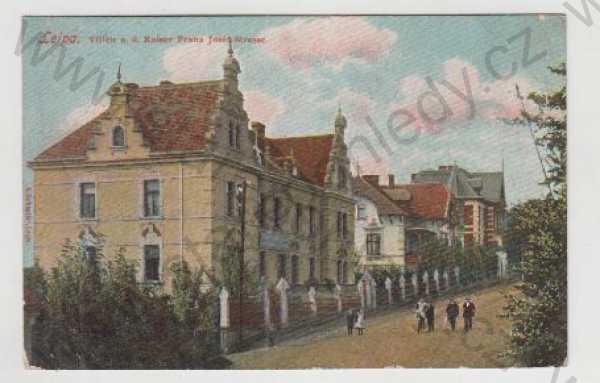  - Česká Lípa (Leipa), pohled ulicí, kolorovaná