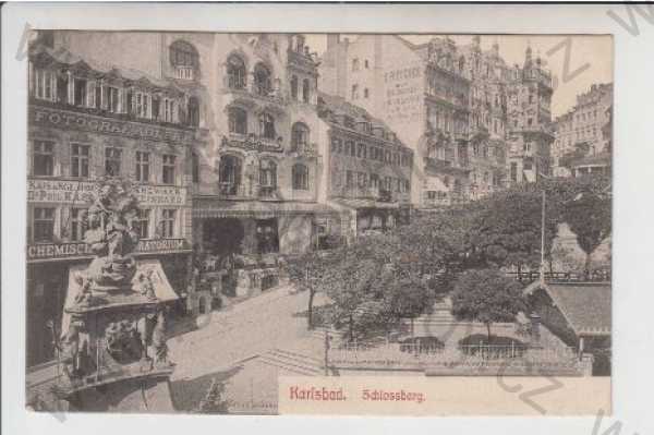  - Karlovy Vary (Karlsbad), pohled ulicí, obchod, reklama