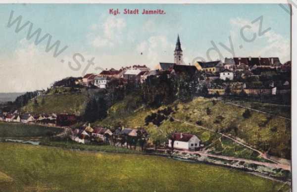  - Jemnice - Jamnitz (Třebíč), pohled na město, litografie, kolorovaná