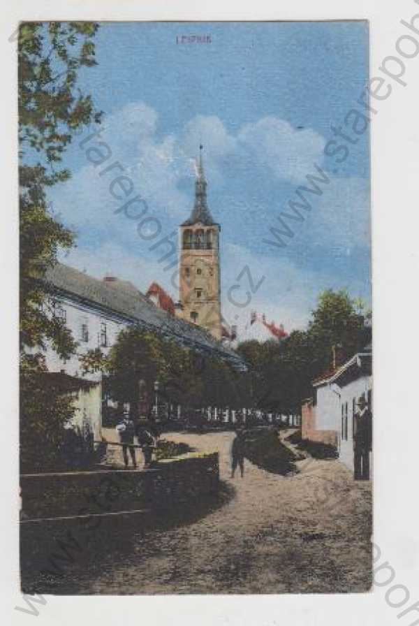  - Lipník nad Bečvou (Leipnik) - Přerov, pohled ulicí, kolorovaná