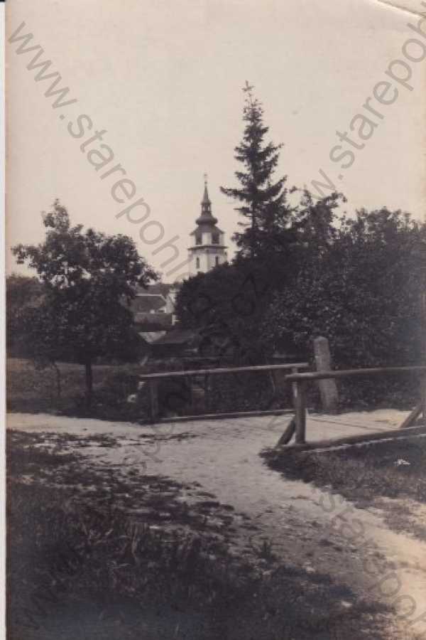  - Velké Meziříčí - Gross Meseritsch (Žďár nad Sázavou), kostel, věž, most, foto Skopec