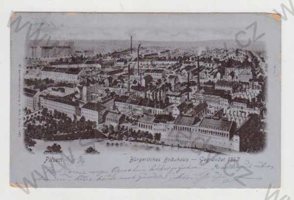  - Plzeň, celkový pohled, historická (1842), DA