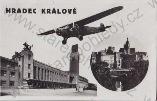  - Hradec Králové (Königgrätz) - více pohledů, koláž, letadlo (OK-ATC), Grafo Čuda Holice